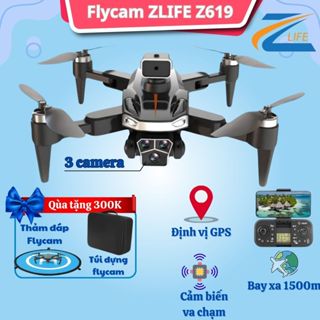 Flycam Z619 Pro có GPS, Drone mini camera 4k, Plycam động cơ không chổi than Pin 2.000 mah