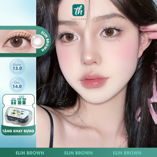   TẶNG KHAY ĐỰNG  Kính áp tròng THUY LENS cho mắt cận màu tây  Zlens Elin Brown độ cận từ 0 - 8 