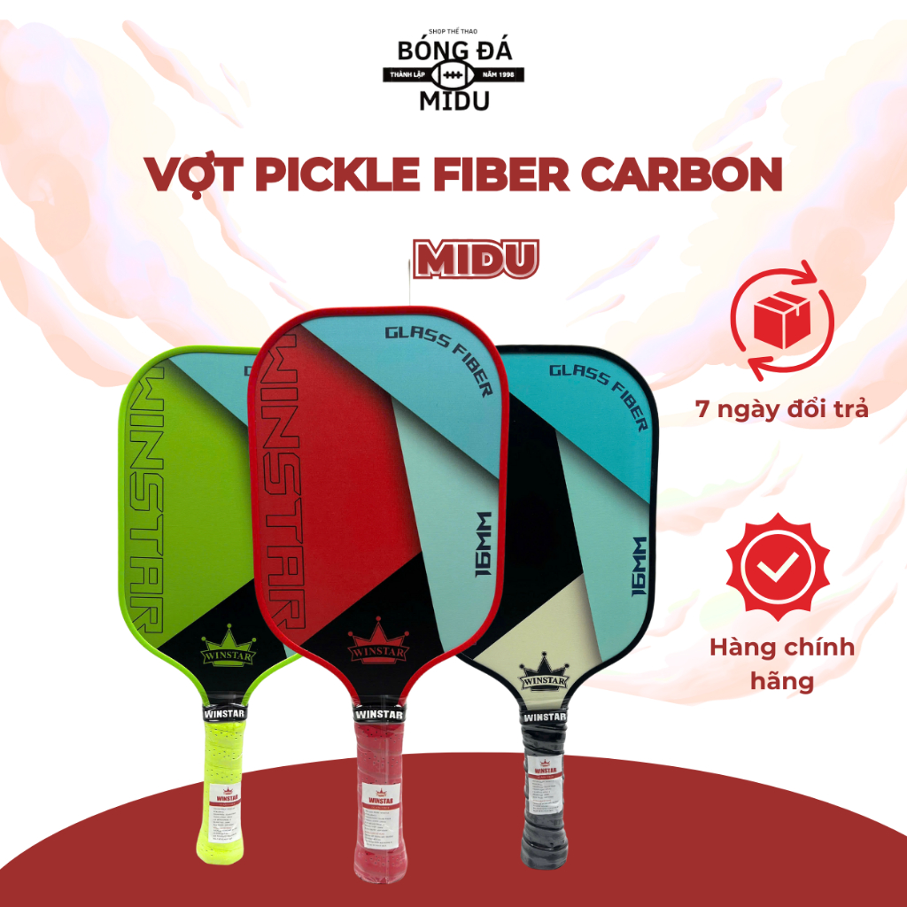 Bộ 2 vợt Pickle Fiber Carbon Tặng Kèm 4 Bóng