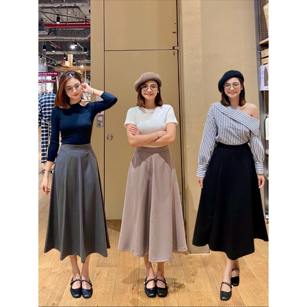 Chân váy xoè dáng dài 85cm Midi Chân váy công sở nữ thiết kế bồng xòe 8 tà phong cách trẻ trung thanh lịch M368