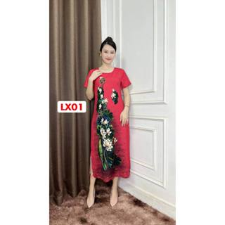 Đầm Trung Niên Sang Trọng Cao Cấp VITALY,Váy Nữ Lụa Cho Mẹ Đẹp Đi Chơi Dự Tiệc Du Lịch Dáng Dài Suông 40,50 Tuổi LX