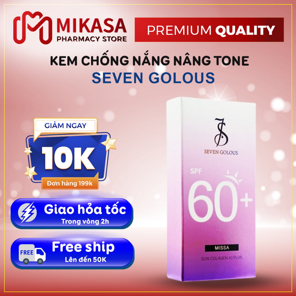 Kem Chống Nắng Trắng Da SEVEN GOLOUS - Kem Chống Năng Nâng Tone  Hàn Quốc SEVEN GOLOUS SPF 60+ PA +++