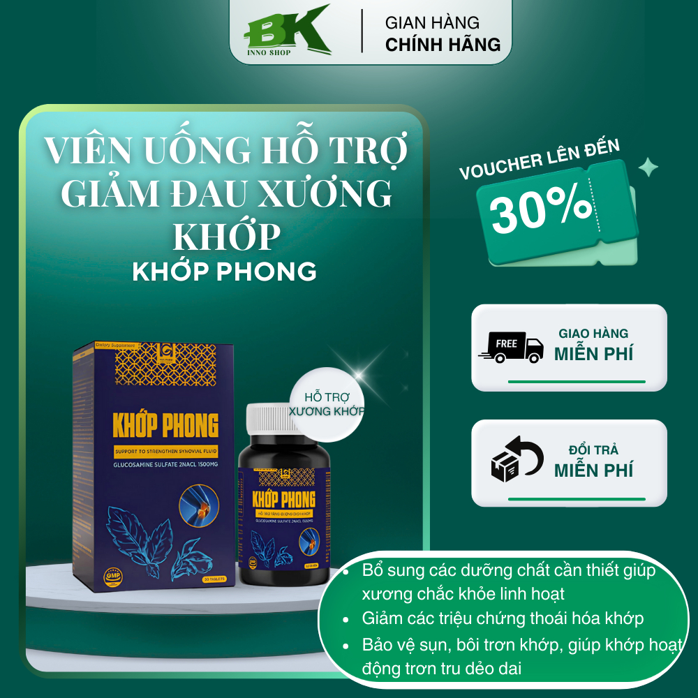 Viên Uống Xương Khớp Khớp Phong - Hỗ Trợ Giảm Đau, Tăng Cường Độ Dẻo Dai, Bảo Vệ và Nuôi Dưỡng Xương Khớp Khỏe Mạnh | BK