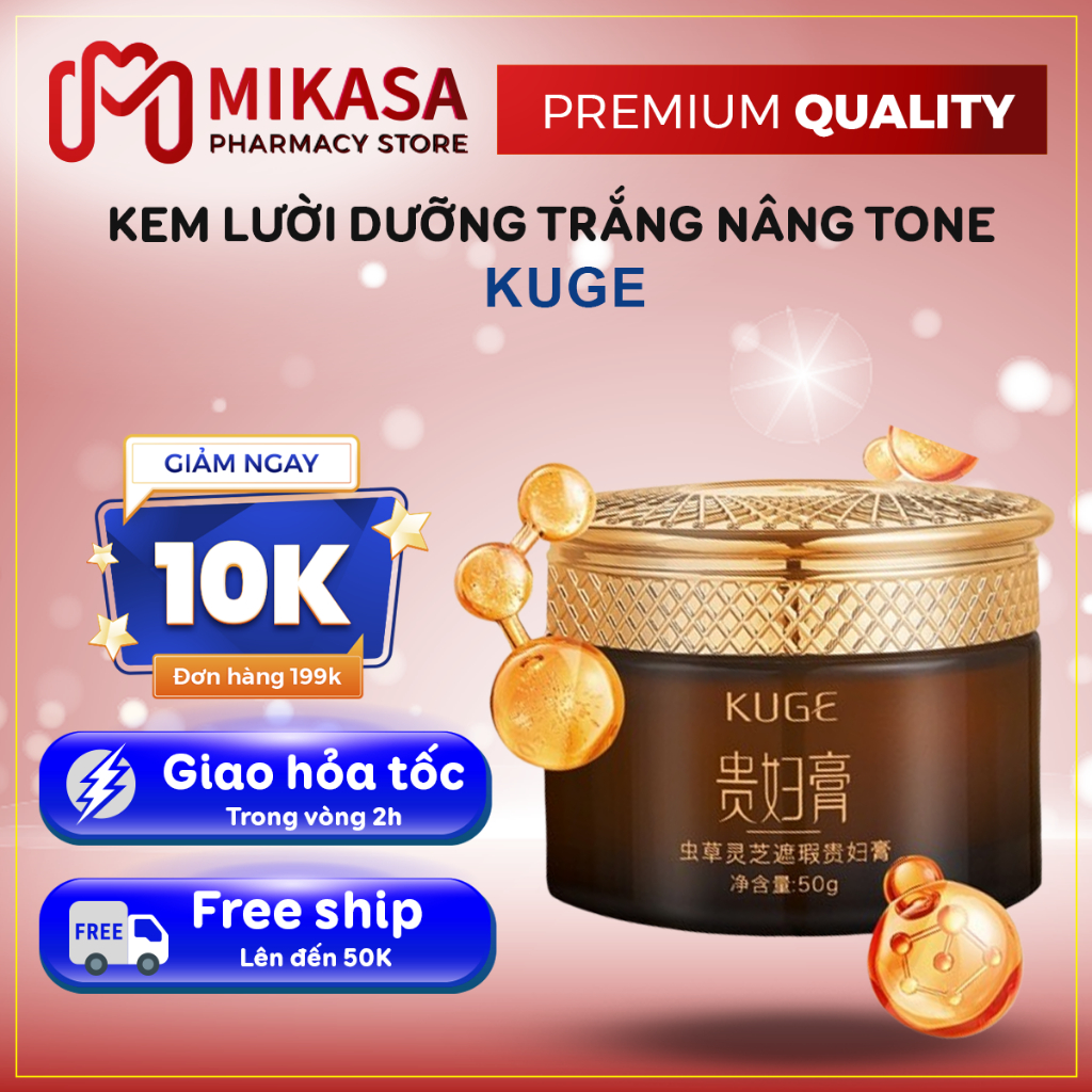 Kem Dưỡng Nâng Tone Che Khuyết Điểm KUGE - KUGE Kem Đông Trùng Hạ Thảo Dưỡng Ẩm, Trắng Da, Đều Màu, 