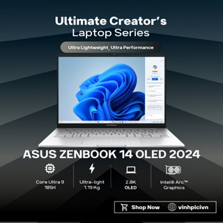 Laptop Asus Zenbook 14 OLED UX3405MA (Ultra 9-185H/ Intel Arc/ Ram 32GB/ SSD 1TB/ 14' 2.8K 120Hz OLED)
