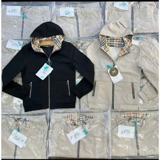  Áo Khoác Gió BBR 2 Lớp Logo Thêu Trước Ngực Mũ Lót Kẻ Hàng QC Dành Cho Nam Nữ 