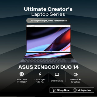Laptop ASUS ZenBook Duo 14 UX482EAR (i7-1195G7/ Iris Xe/ Ram 16GB/ SSD 512GB/ 14" FHD 60Hz)