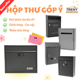 Hộp thư treo tường, hộp thư góp ý - chất liệu kim loại cao cấp với hai tông màu chính xám và đen, nhiều kiểu dáng