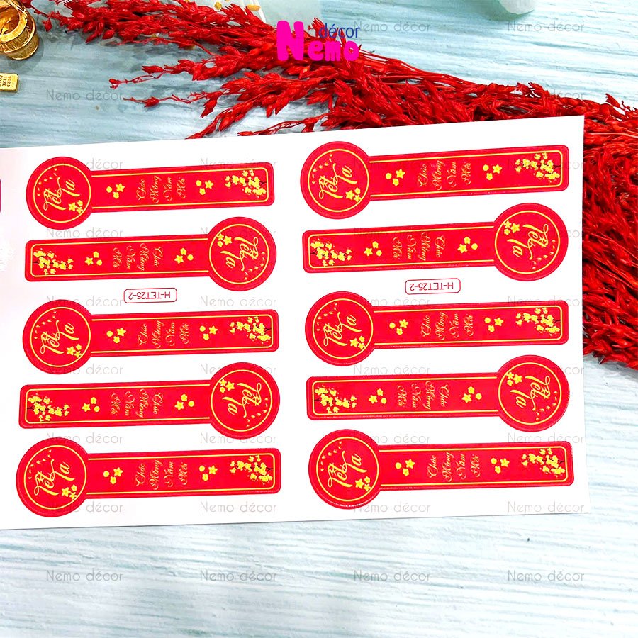 Tem Tết, Tem Dán Niêm Phong Tết Ta, Chúc Mừng Năm Mới, Tem Dán Tết Happy New Year, Nhãn Dán Tươi Sán