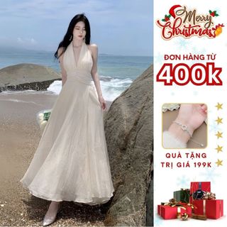 Đầm cổ V không tay MELI hở lưng quyến rũ sang trọng [V328]