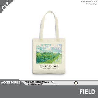 Túi tote vải canvas nữ nam phong cách Hàn Quốc Basic chất vải dầy dặn hoạ tiết in màu be Local Brand Cloudzy túi FIELD