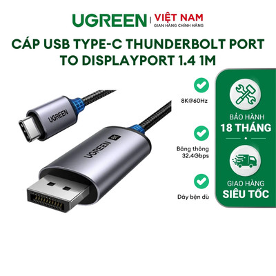 Cáp USB Type-C Thunderbolt port to Displayport 1.4 1M Ugreen | Hỗ trợ 8K@60Hz | Bảo hành 18 Tháng 1 đổi 1 25157