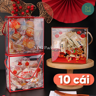  10 Túi Nhựa Đựng Bánh Kẹo Tết Bánh Quy Cookies Bánh Dứa Kẹo Nougat Có Quai Xách 