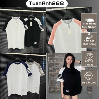 Áo Phông Phối Tay 4 Vạch Uniex Form Rộng Tay Lỡ, Áo Thun Nam Nữ Kẻ Sọc Phối Màu Hot Hit Năm 2024