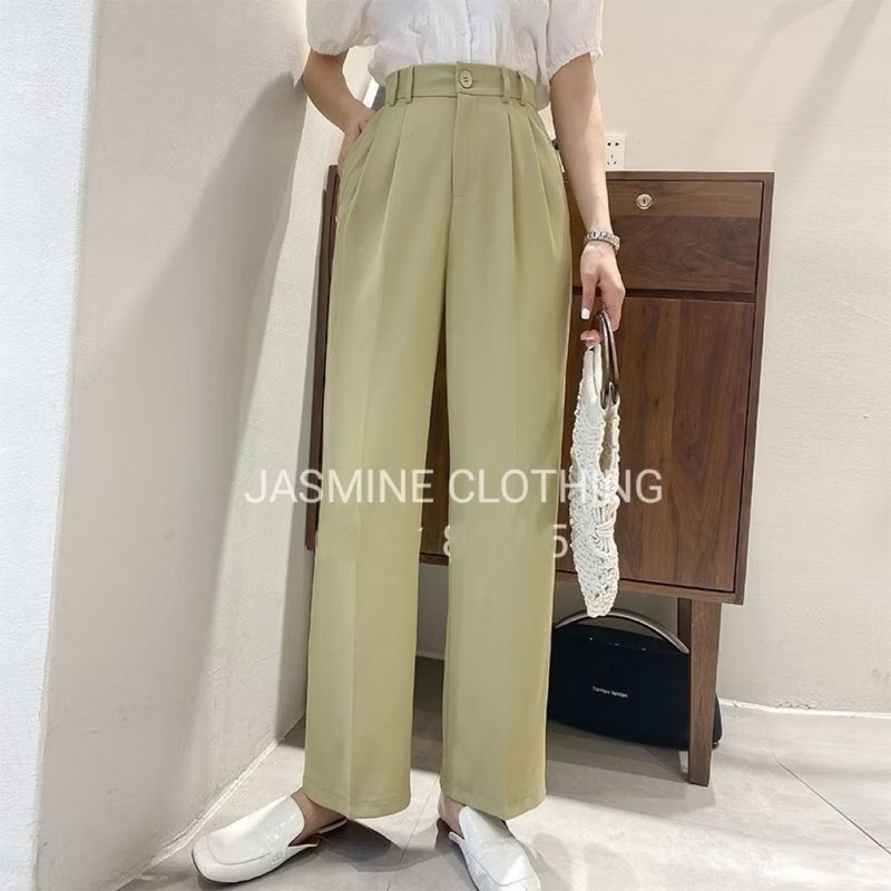 [Clip+Ảnh thật] Quần suông lụa trượt chất đẹp 104cm siêu hack chân
