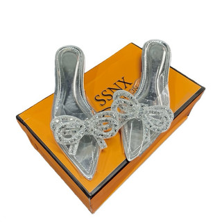  Dép Sục Nữ Trong Suốt Gắn Trang Trí Sang Chảnh Hở mũi thoáng khí 