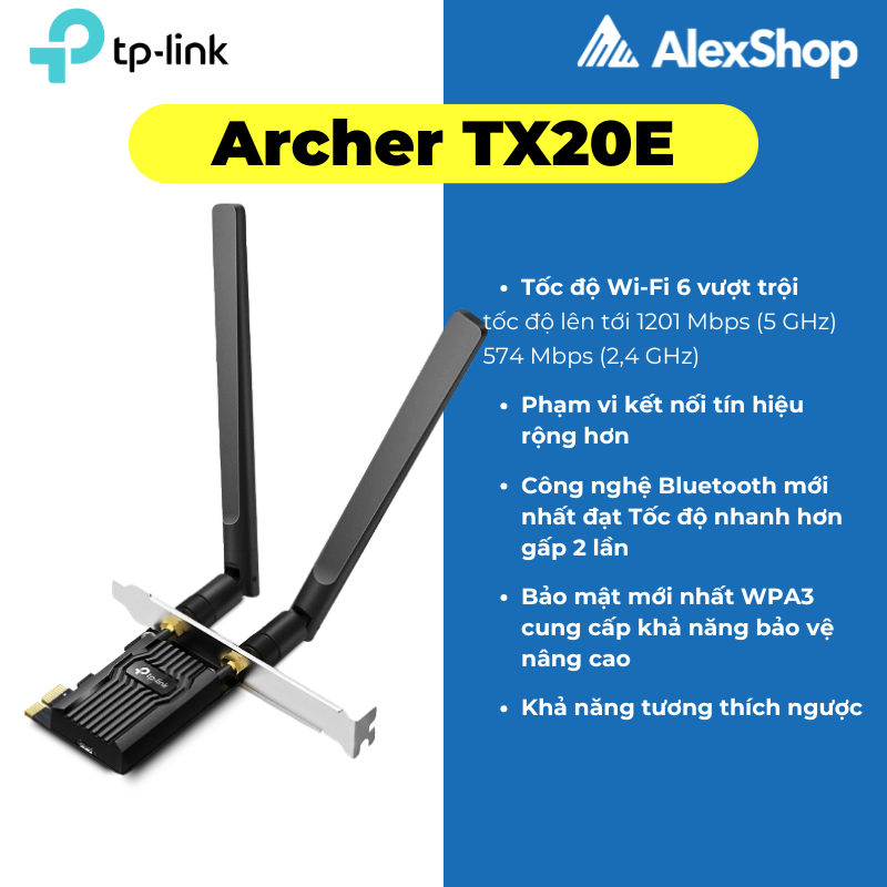 [AX1800] TP-Link Archer TX20E Card mạng PCIe Wi-Fi 6 AX1800 & Bluetooth 5.2 Chính hãng