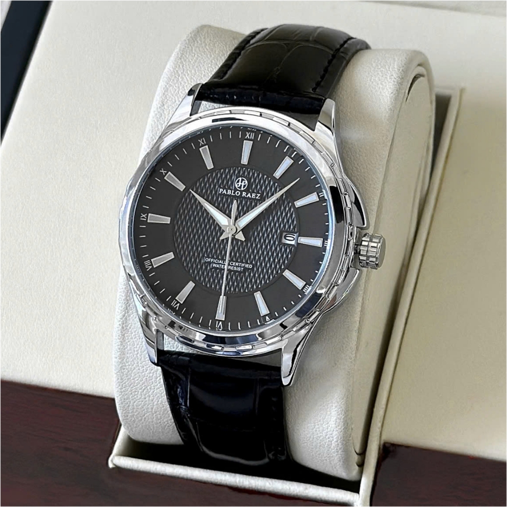 Đồng hồ nam dây da PABLO RAEZ dạ quang có lịch ngày chống nước 3ATM sang trọng M268 CARIENT