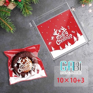 Túi đựng cookie Noel mép dán 10*10cm