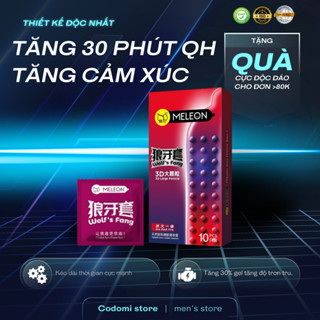 Bao cao su gai hạt nổi lớn dọc thân Meleon Wolf`s Fang 3D kéo dài thời gian, điểm nổi hộp 12 cái