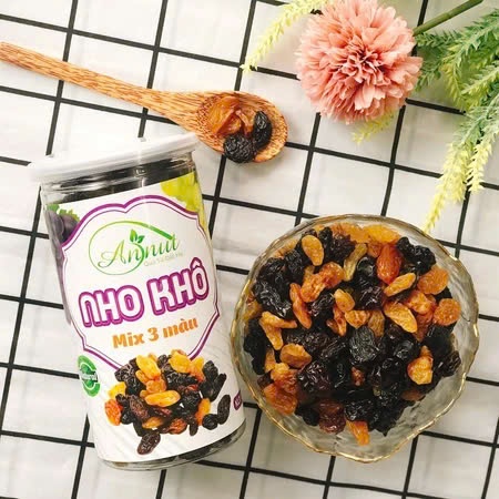 Nho Khô Mix Nho Khô Chile Sấy Chua Ngọt Không Đường Hộp Cao Cấp 500G