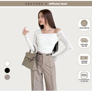  Áo Thun Tay Dài Lệch Vai Xếp Nhún Tôn Dáng BBSTORE'S -A2631