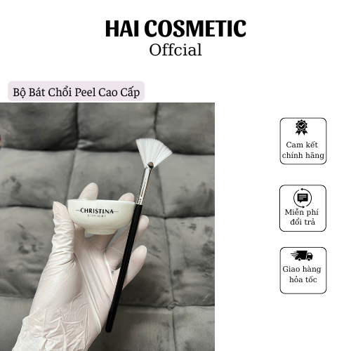 Bát Peel Da Cao Cấp  Cọ Peel christina số 0 ,2 và cọ chổi đắp mặt nạ mask số 24, Chổi Cọ Tạo Bọt Rửa Mặt