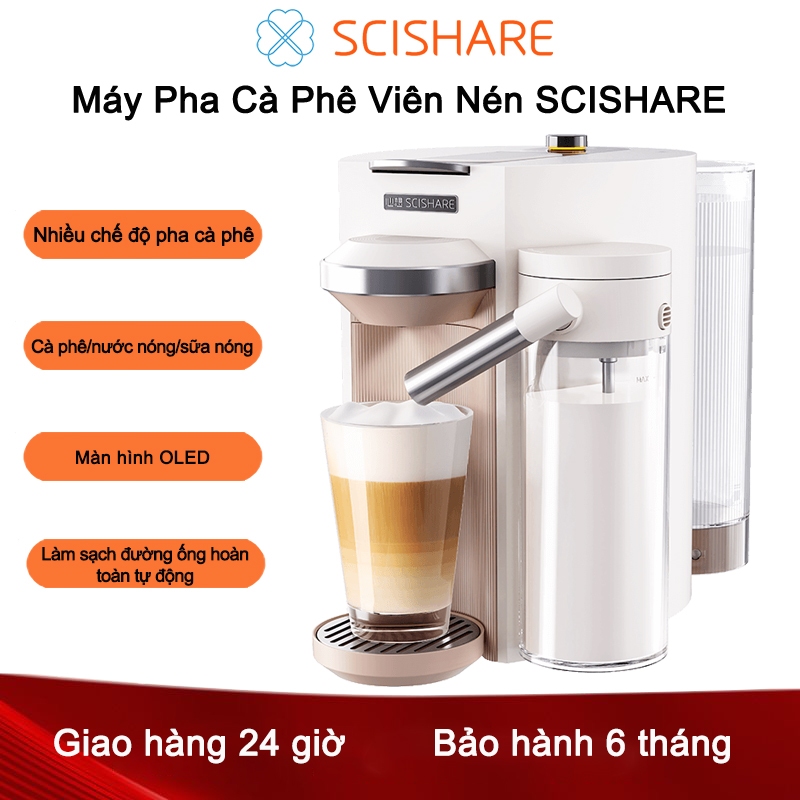 Máy Pha Cà Phê Viên Nén Tự Động SCISHARE S1205 Cafe Có Thể Tháo Rời Để Vệ Sinh