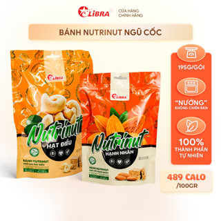 Bánh Nutrinut Ngũ cốc Hạnh nhân, Hạt điều Đồ ăn vặt dinh dưỡng healthy Hạnh nhân Hạt điều - 195g