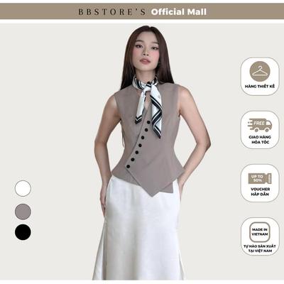  BBSTORE’S Áo Gile Tà Xéo Phối Nút Bọc Sang Trọng - A3711 
