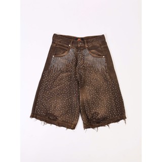 Baggy short / Quần Jeans lửng Unisex nâu đính đá TR7 House