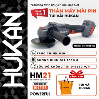 Thân máy cắt mài pin HUKAN AGS6400BL động cơ không chổi than mạch 3 tốc độ tặng kèm túi đựng.