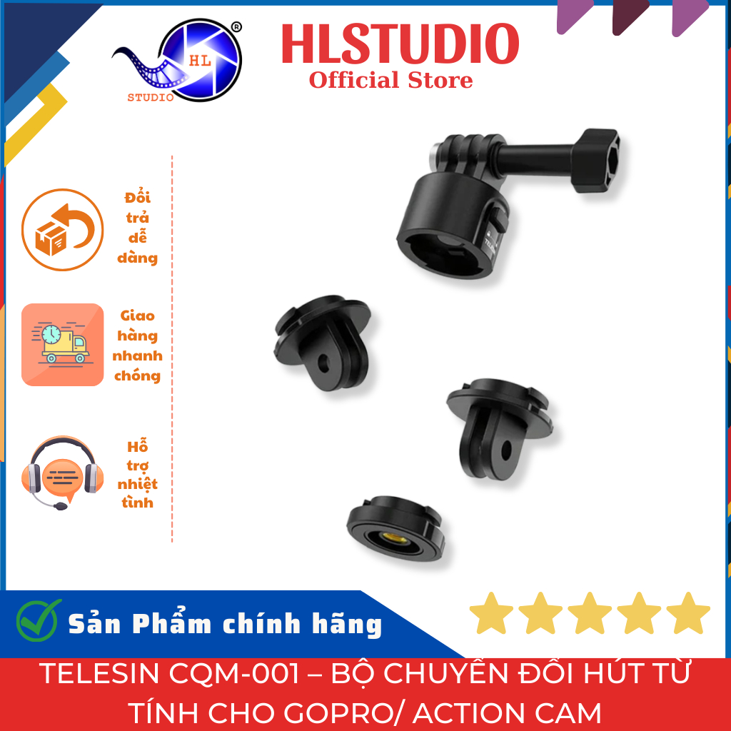 Bộ Chuyển Đổi Telesin CQM-001 – Phụ Kiện Gắn GoPro Đa Năng, Chất Liệu ABS, Tương Thích Từ GoPro 7-12