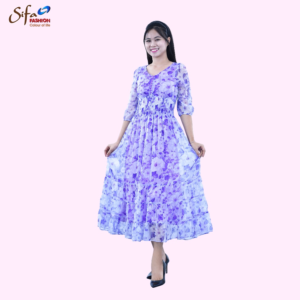 Đầm cổ tim tay lỡ Sifa Fashion - GD24213
