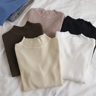  Áo len dài tay  áo len cổ 3 phân giữ nhiệt dày dặn nữ thu đông. Giữ nhiệt tăm 