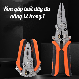 Kìm tuốt dây điện đa năng 12 trong 1, có thể gấp gọn bỏ tủi, thép Chrome vanadi mạnh mẽ và bền bỉ