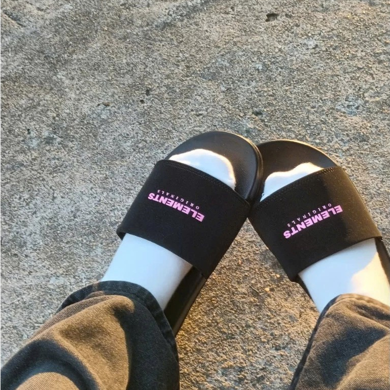 Dép nam nữ chữ ELEMENTS quai vải lót đệm mềm, đế cao 2.5cm chống trơn trượt - CTICE T15