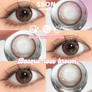  Lens Kính áp tròng Basque Brown cận 0~6.00 Gdia14mm giãn bé tự nhiên nâu mềm mại 