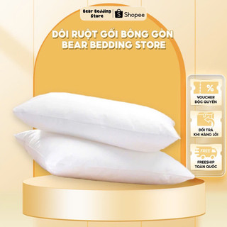 Đôi ruột gối bông gòn Bear Bedding Store trắng tinh khiết gối đầu nằm êm ái hỗ trợ đầu và cổ