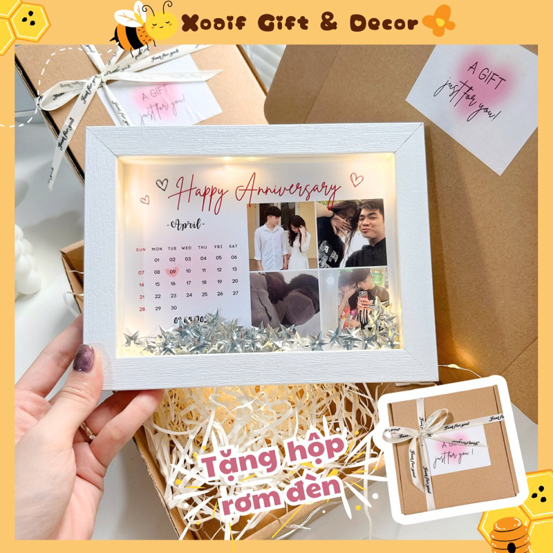 [TẶNG HỘP RƠM] Khung ảnh để bàn thiết kế làm quà tặng sinh nhật, kỉ niệm ngày yêu, quà tặng người thân