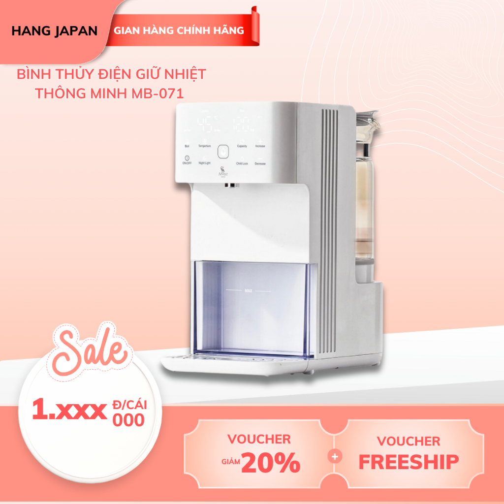 Bình thủy điện giữ nhiệt cho bé Moaz Bebe MB071 1.5L, bình đun nước thông minh