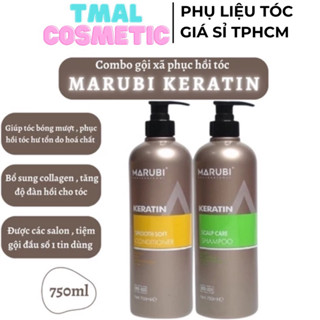 Dầu gội đầu keratin Marubi cặp dầu gội xả phục hồi hư tổn giảm rụng tóc 750ml chính hãng