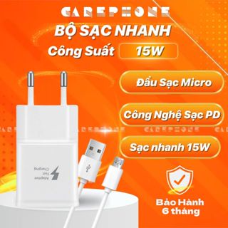 Combo Bộ Cục Củ Sạc Nhanh Ss15W và Dây Cáp Sạc Micro USB Cho Điện Thoại/Sạc Dự Phòng/Các Thiết Bị Gia Dụng - carephone