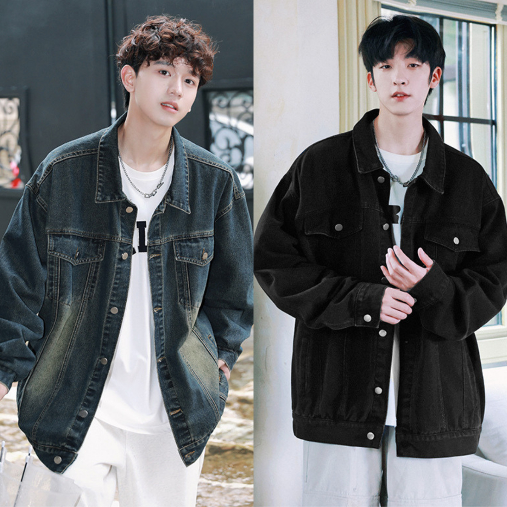  Áo khoác Ngoài Jean Nam nữ Dáng Rộng màu xanh đen RETRO Unisex FABUMAN chất bò không phai BIGSIZE 