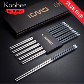 Set 10 Đôi Đũa Inox 304 Không Gỉ Kháng Khuẩn Chống Trợn Chịu Nhiệt - Bộ Đũa Ăn Cơm Không Mốc Cao Cấp (BA18)