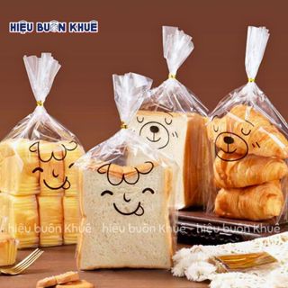  100 Túi Bánh Mì Sandwich Bánh Mì Ngọt Túi Đựng Bánh Quy Cookies Hình Mặt Cười  19x29x8cm  