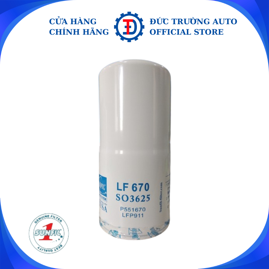 Lọc nhớt LF670 KOMATSU PC300-S SOLA 280 HINO động cơ CUMMINS Lox 36,5 ly 118x246x97/110 - Sunfil 1