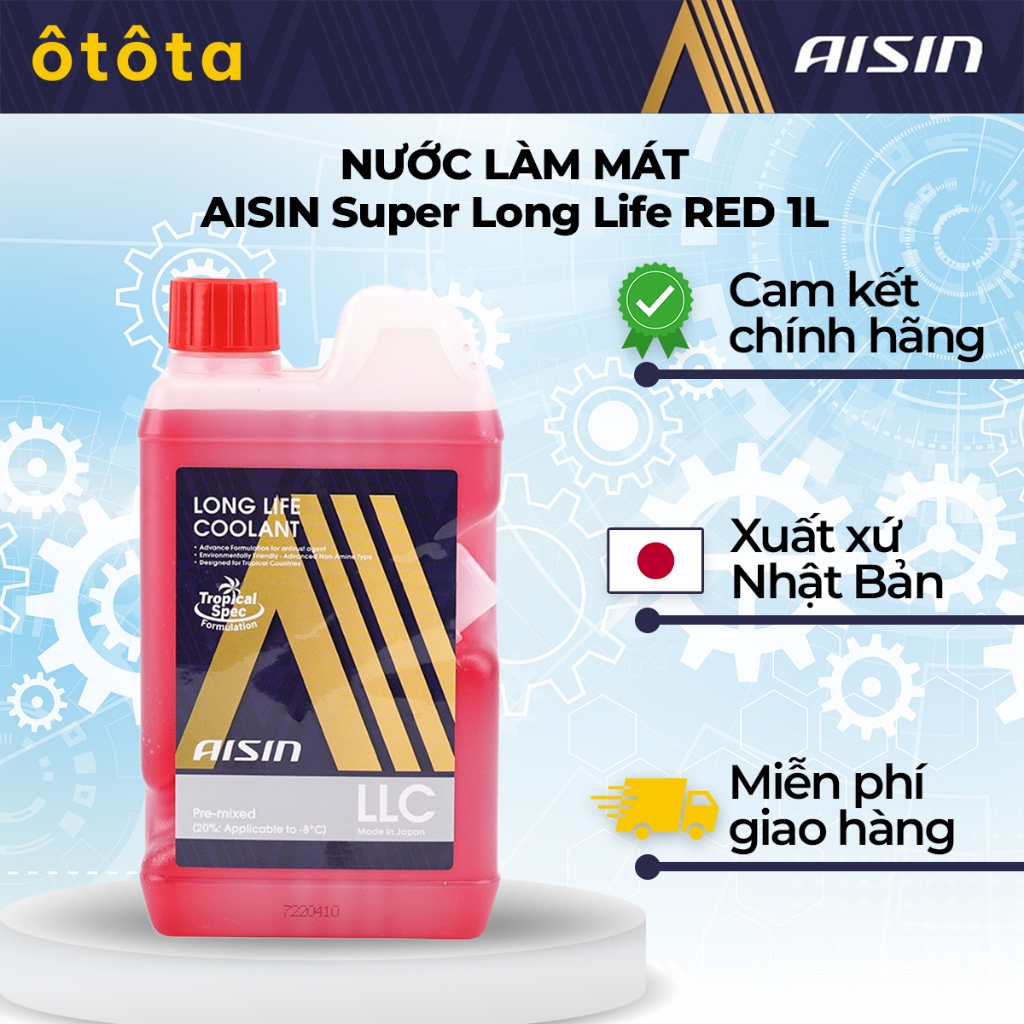 Nước làm mát AISIN Long Life – Đỏ 1L – Xuất xứ Nhật Bản, tuổi thọ 2 năm
