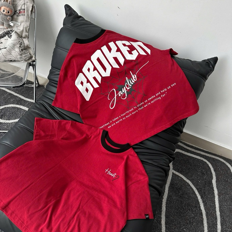 HEART BROKEN tee BOXY - Áo thun cổ tròn form rộng nam nữ unisex màu ĐEN/TRẮNG 🖤 Áo phông boxy Brand Jaystoree | BigBuy360 - bigbuy360.vn