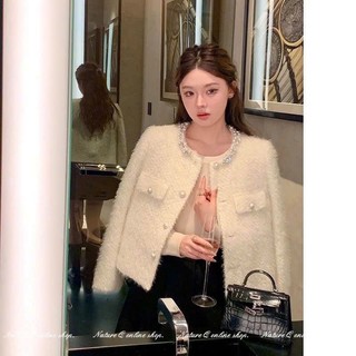 Áo Dạ Lông Thỏ 2 lớp cao cấp dáng ngắn tiểu thư cổ đính viền ngọc xinh xắn áo có ảnh thật kèm theo,RẺ ĐẸP XINH 